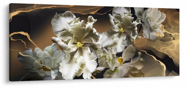 Slika - Cvetovi orhidej na marmornem ozadju (120x50 cm)