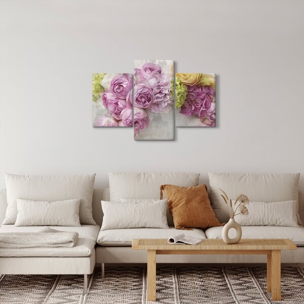 Slika - Rože na steni v pastelnih barvah (90x60 cm)