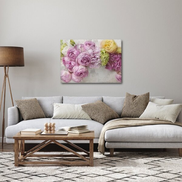Slika - Rože na steni v pastelnih barvah (70x50 cm)