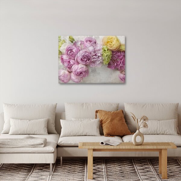 Slika - Rože na steni v pastelnih barvah (70x50 cm)