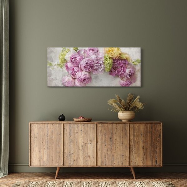 Slika - Rože na steni v pastelnih barvah (120x50 cm)