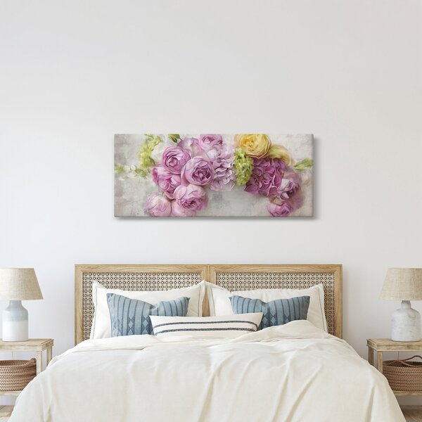 Slika - Rože na steni v pastelnih barvah (120x50 cm)
