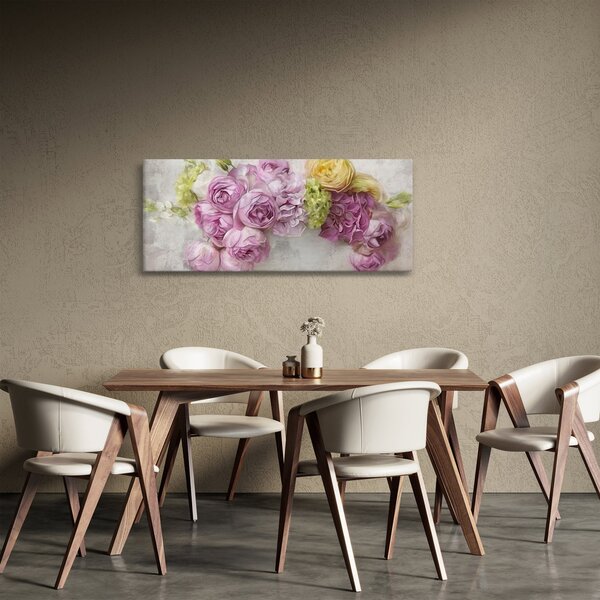 Slika - Rože na steni v pastelnih barvah (120x50 cm)