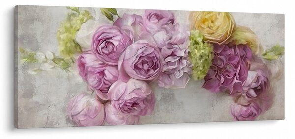 Slika - Rože na steni v pastelnih barvah (120x50 cm)