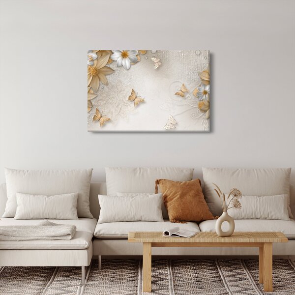 Slika - Rože z metuljčki (90x60 cm)