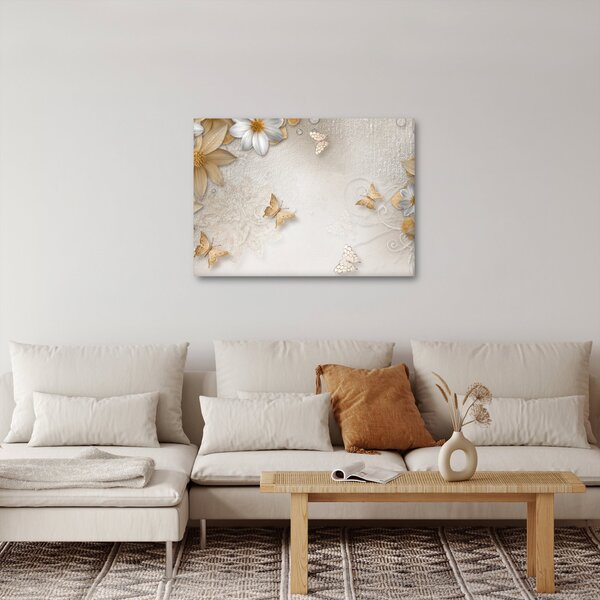 Slika - Rože z metuljčki (70x50 cm)