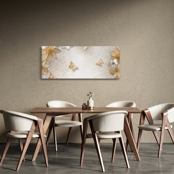 Slika - Rože z metuljčki (120x50 cm)