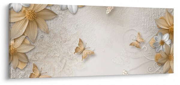 Slika - Rože z metuljčki (120x50 cm)