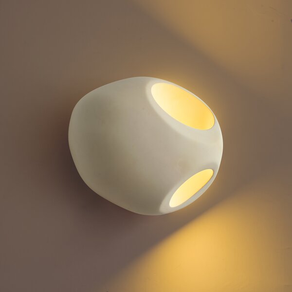 Japandi zidna svjetiljka krem okrugla 28 cm - Pietra