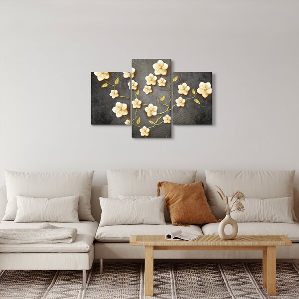 Slika - Zlati grm na črnem ozadju (90x60 cm)