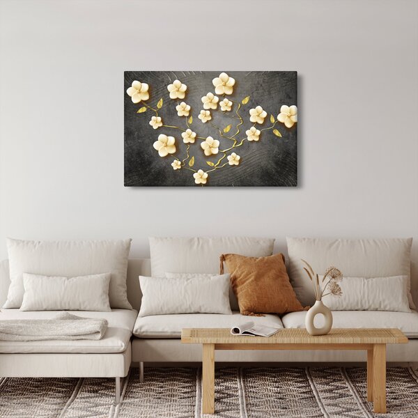 Slika - Zlati grm na črnem ozadju (90x60 cm)