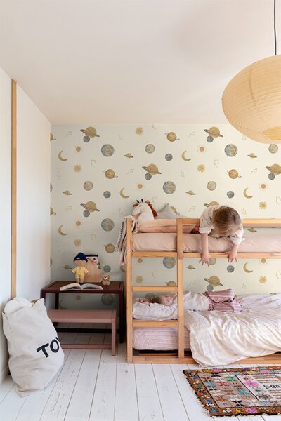 Dječja flis tapeta za zid, krem, svemir, LD3519, Little Dreamers, Grandeco | Ljepilo besplatno