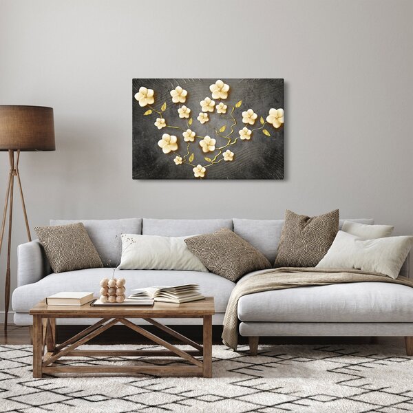 Slika - Zlati grm na črnem ozadju (90x60 cm)