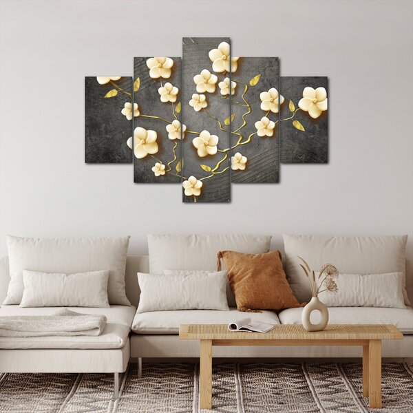 Slika - Zlati grm na črnem ozadju (150x105 cm)