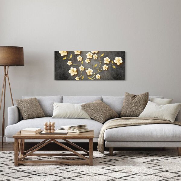 Slika - Zlati grm na črnem ozadju (120x50 cm)