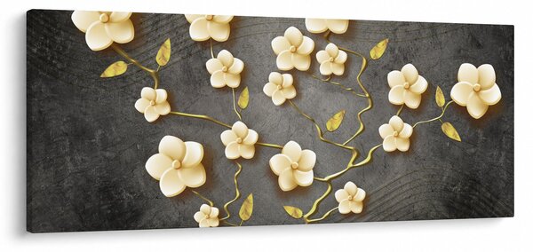 Slika - Zlati grm na črnem ozadju (120x50 cm)