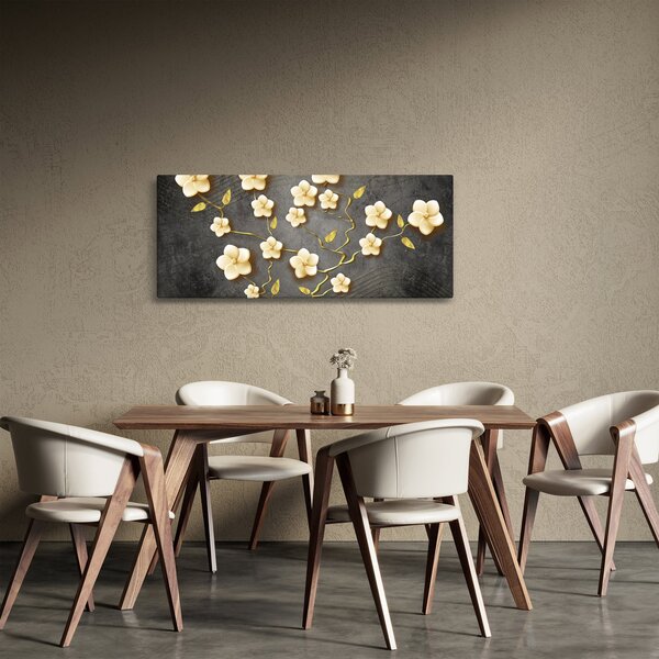 Slika - Zlati grm na črnem ozadju (120x50 cm)