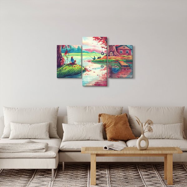 Slika - Akvarel, Zaliv v gorski vasi (90x60 cm)