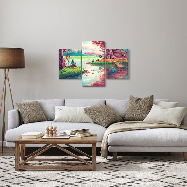 Slika - Akvarel, Zaliv v gorski vasi (90x60 cm)