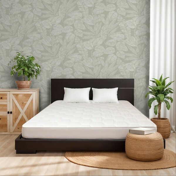 Siva flis tapeta s listovima, A69501, Omura, Grandeco | Ljepilo besplatno