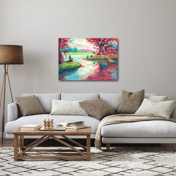 Slika - Akvarel, Zaliv v gorski vasi (70x50 cm)