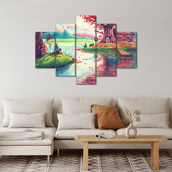 Slika - Akvarel, Zaliv v gorski vasi (150x105 cm)