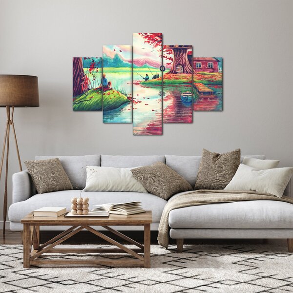 Slika - Akvarel, Zaliv v gorski vasi (150x105 cm)