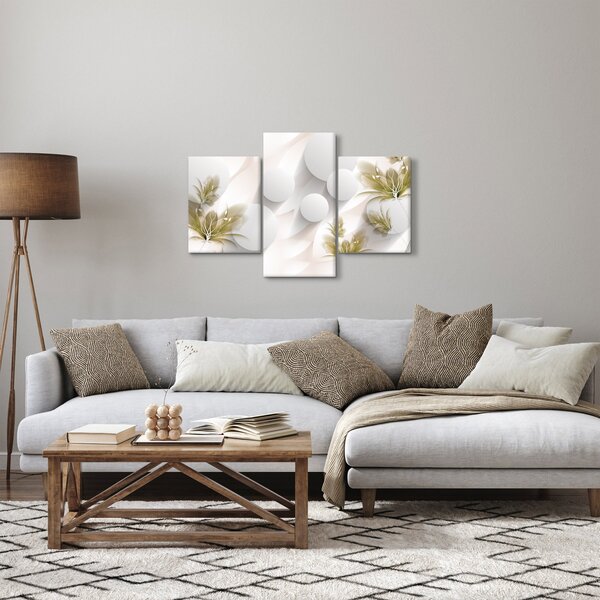 Slika - 3D krogi z rožami (90x60 cm)