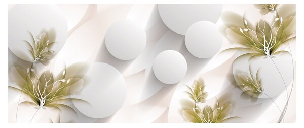 Slika - 3D krogi z rožami (120x50 cm)