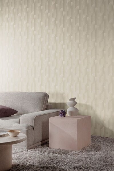 Flis tapeta za zid, krem, geometrijska, PW3101, Precious Weaves, Grandeco | Ljepilo besplatno