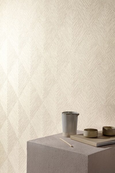 Flis tapeta za zid, krem-bež, geometrijska, PW3002, Precious Weaves, Grandeco | Ljepilo besplatno