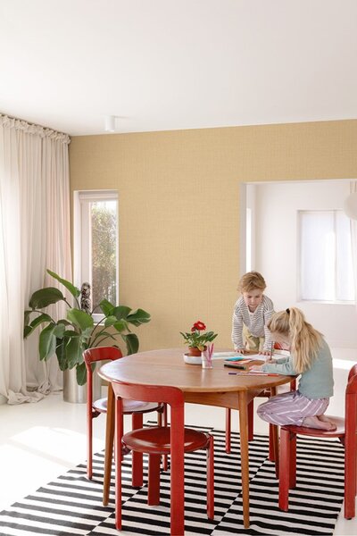 Flis tapeta za zid, oker žuta, imitacija tkanine, LD1020, Little Dreamers, Grandeco | Ljepilo besplatno