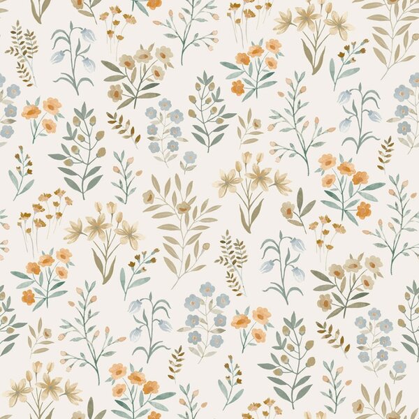 Flis tapeta za zid, plava, cvijeće, A80101, Inia, Grandeco | Ljepilo besplatno