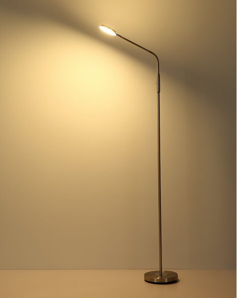 Globo Silvio LED podna lampa, nikl-boja, CCT, prigušiva, prigušiva, Sivo, Dnevni boravak/blagovaonica
