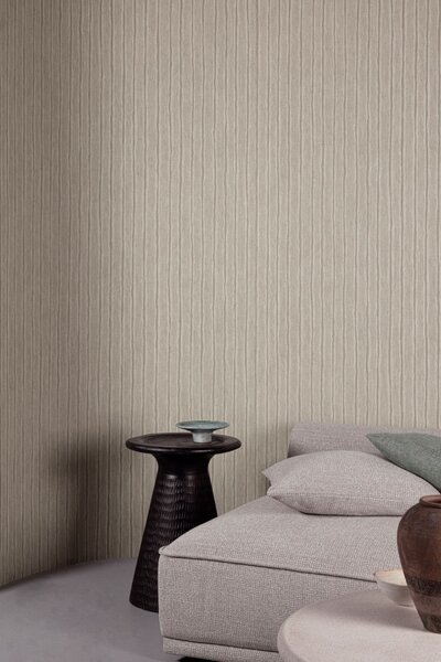 Flis tapeta za zid, sivo-smeđa, pruge, PW4008, Precious Weaves, Grandeco | Ljepilo besplatno