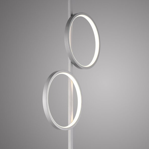 JUST LIGHT. GmbH LED podna lampa Mini-Ritus, srebrna, željezna, 2 prstena, Metalik, Dnevni boravak/blagovaonica, Metal