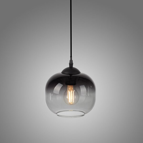 JUST LIGHT. GmbH Zea viseća lampa, za jednu žarulju, dimno siva/crna, staklo, E27, Sivo, Dnevni boravak/blagovaonica, Staklo