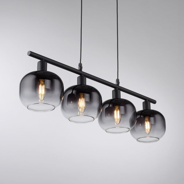 JUST LIGHT. GmbH Zea viseća lampa, 4 svjetla, dimno siva/crna, staklo, E14, Sivo, Dnevni boravak/blagovaonica, Staklo
