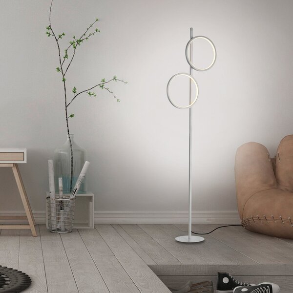 JUST LIGHT. GmbH LED podna lampa Mini-Ritus, srebrna, željezna, 2 prstena, Metalik, Dnevni boravak/blagovaonica, Metal
