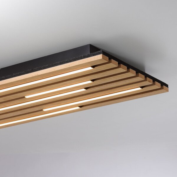 JUST LIGHT. GmbH LED stropna svjetiljka, akustična, 80 x 30 cm, prirodno drvo, metal, Drvo, Dnevni boravak/blagovaonica, Drvo