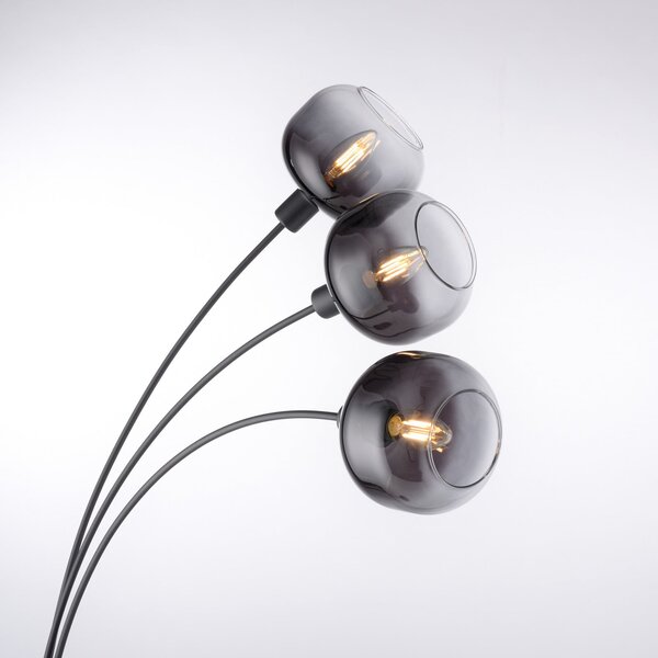 JUST LIGHT. GmbH Podna lampa Zea, 3 svjetla, dimno siva/crna, staklo, E14, Sivo, Dnevni boravak/blagovaonica, Staklo