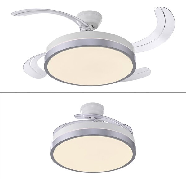 JUST LIGHT. GmbH Kopta LED stropni ventilator, srebrna, CCT, daljinski upravljač, Ø 107 cm, prigušiva, Metalik, Dnevni boravak/blagovaonica, Metal