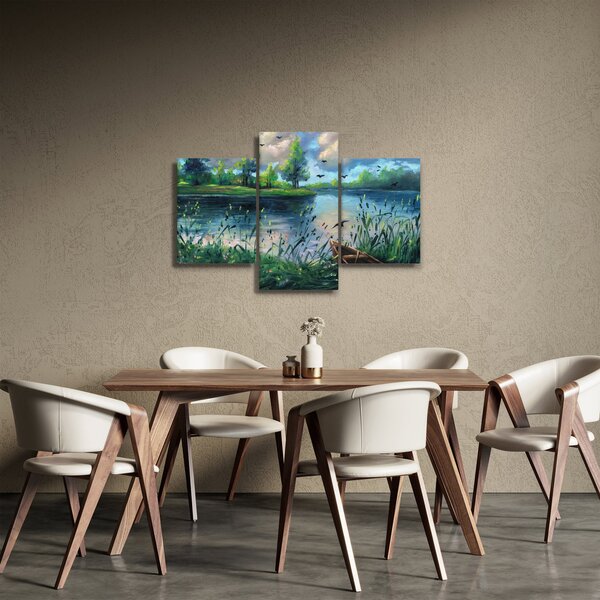 Slika - Oljna slika, Zgodnji poletni večer ob jezeru (90x60 cm)