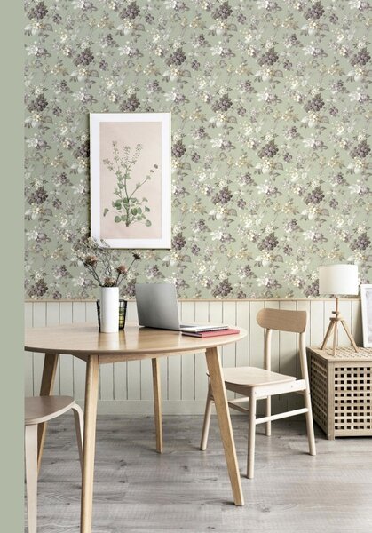 Zelena cvjetna flis tapeta za zid, 12305, Fiori Country, Parato | Ljepilo Gratis