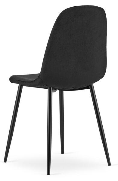 Blagovaonska stolica PADVA VELVET s crnim nogama, crna