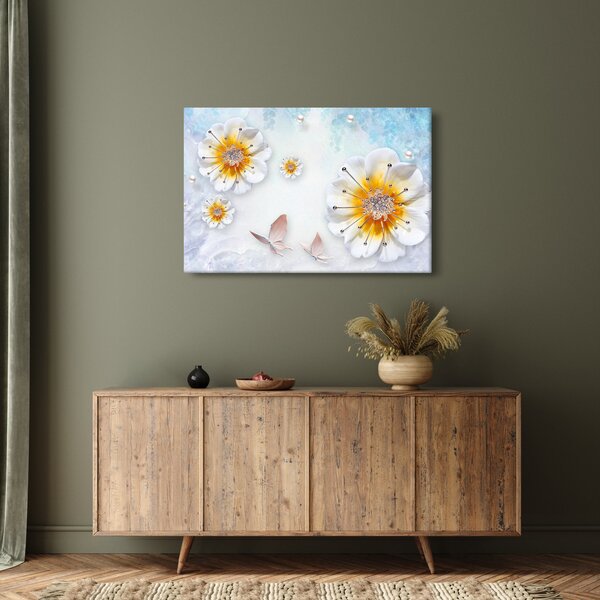 Slika - Kompozicija z rožami in metulji (90x60 cm)
