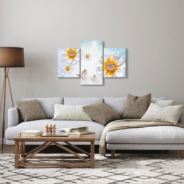 Slika - Kompozicija z rožami in metulji (90x60 cm)