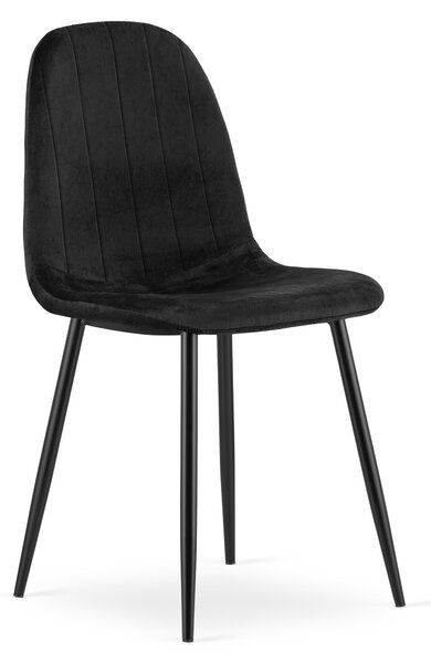 Blagovaonska stolica PADVA VELVET s crnim nogama, crna