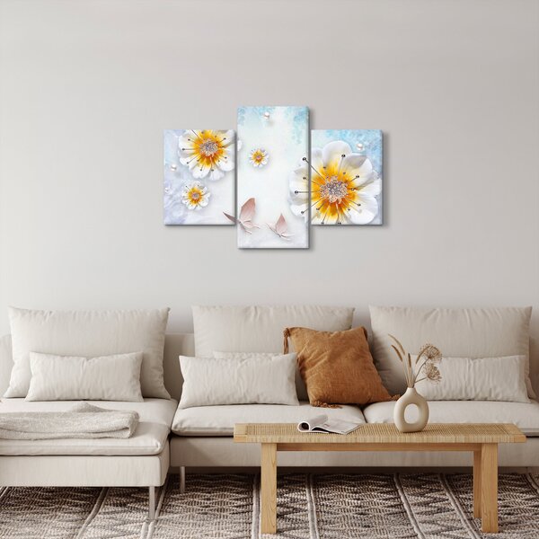 Slika - Kompozicija z rožami in metulji (90x60 cm)