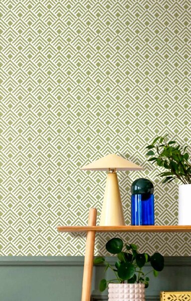 Geometrijska flis tapeta za zid, zelena, 2050, Rio, Parato by Cristiana Masi | Ljepilo Gratis